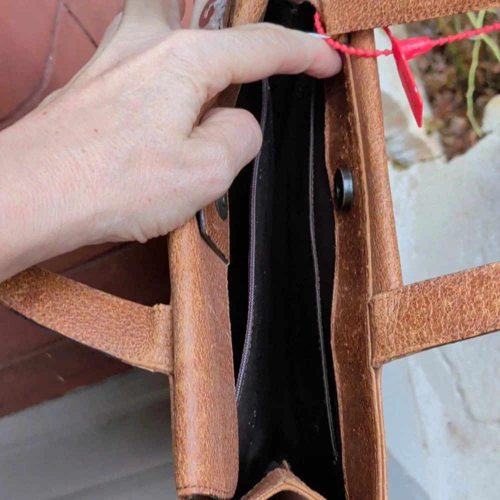 RARE Upright Unisex Yves Saint Laurent Elegant Brown Textured Leather Tote Bag